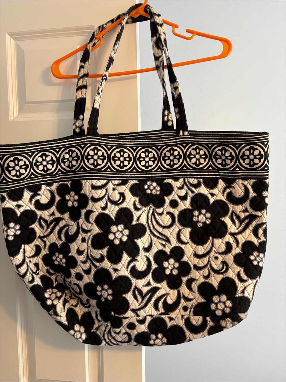 Vera Bradley Black & White Quilted Floral Tote